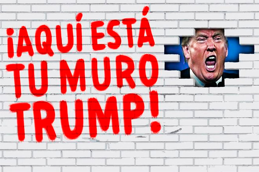 Here is your wall, Trump! Cartoon widely distributed in Mexican social media