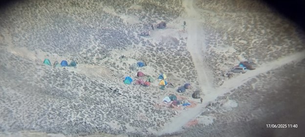 The miners’ activity observed from a neighboring hill by protestors from Cala Cala. Photo- Qhapahqñan, community member of Cala Cala