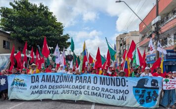 Protests in Belem near the COP30 venue (Nov 15, 2025)