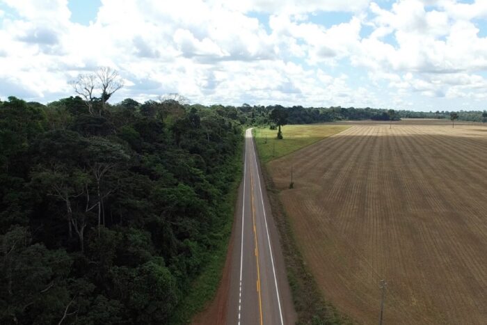 Soy cultivation beside Amazon rainforest in Brazil