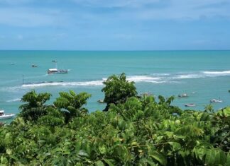 Fishing boats along the coast of Brazil in the Amazônia Azul maritime territory